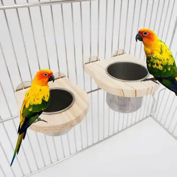 

AsyPets Food Bowl For Parrot Stainless Steel Water Basin Trough Bird Supplies Tools