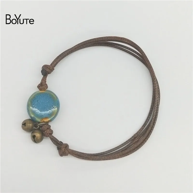 BoYuTe(10 шт./лот) креативный браслет ручной работы вязаный керамический шарик ножной браслет - Окраска металла: Round Bracelet