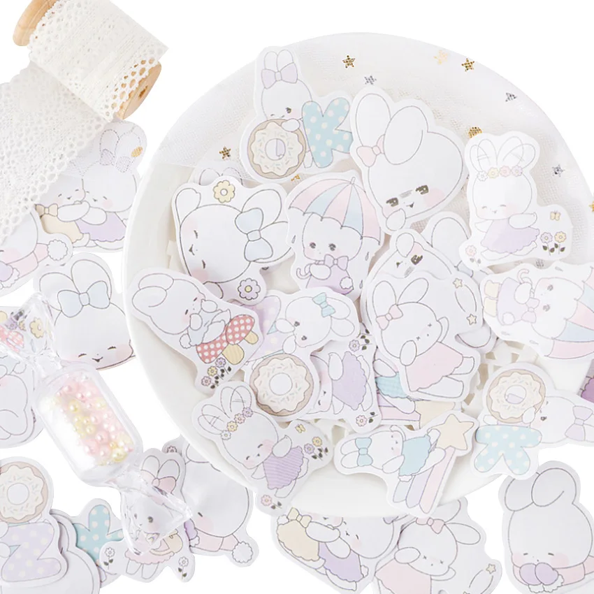 30packs/lot Soft Cute Rabbit Diary Stickers Christmas Stickers Decoration Adhesive Scrapbook Stationery Stickers