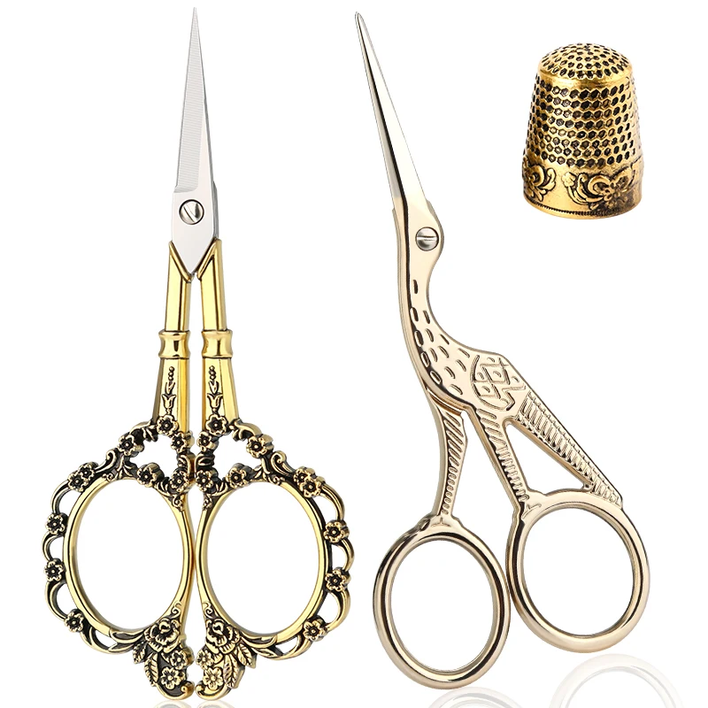 SHWAKK Embroidery Scissors Stainless Steel Sharp Stork Scissors for Sewing Crafting Art Work Threading Needlework DIY Tools