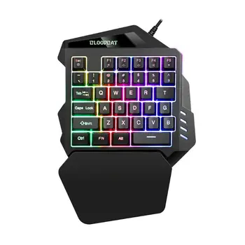 

Single Hand Membrane Keyboard Wired USB 35 Keys Wired Backlit One-handed Gaming Mechanical Keypad for Laptop