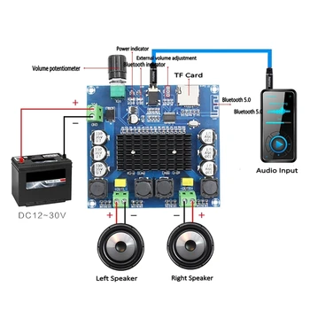 

XH-A105 Bluetooth5.0 TDA7498 Wireless Digital Power Amplifier Stereo Board 2x100 203A