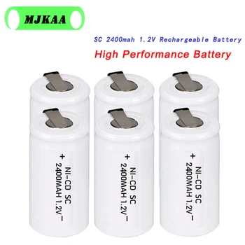 

6pcs SubC SC 22420 1.2V Batteries 2400mAh 22*22*42 Ni-CD Rechargeable Battery with An Extension Cord Processed Into Tools