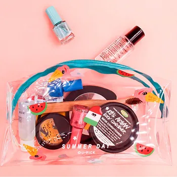 

Waterproof Transparent Cosmetic Cute Fruit Bags Storage Pouch Makeup Organizer Approved Clear Case Toiletry Bag PVC Zipper