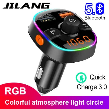

Jilang Bluetooth FM Transmitter Modulator Handsfree Car Kit Car Audio TF MP3 Player with QC3.0 Quick Charge Dual USB Car Charger