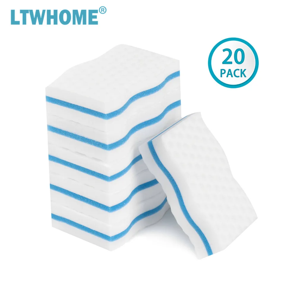 LTWHOME Волшебная двухсторонняя губка волнистого типа меламиновая