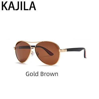 KAJILA, солнцезащитные очки, мужские, поляризационные, пилоты, Ретро стиль, для вождения, меняющие цвет, солнцезащитные очки для мужчин, градиентное зеркало,, UV400, P3025 - Цвет линз: Gold Brown