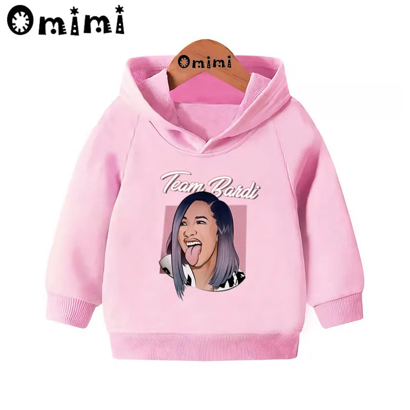 Детские толстовки в стиле «хип-хоп» с принтом «Rapper Cardi»; детские толстовки с капюшоном; пуловер для малышей; повседневные топы для девочек и мальчиков; осенняя одежда; KMT5260