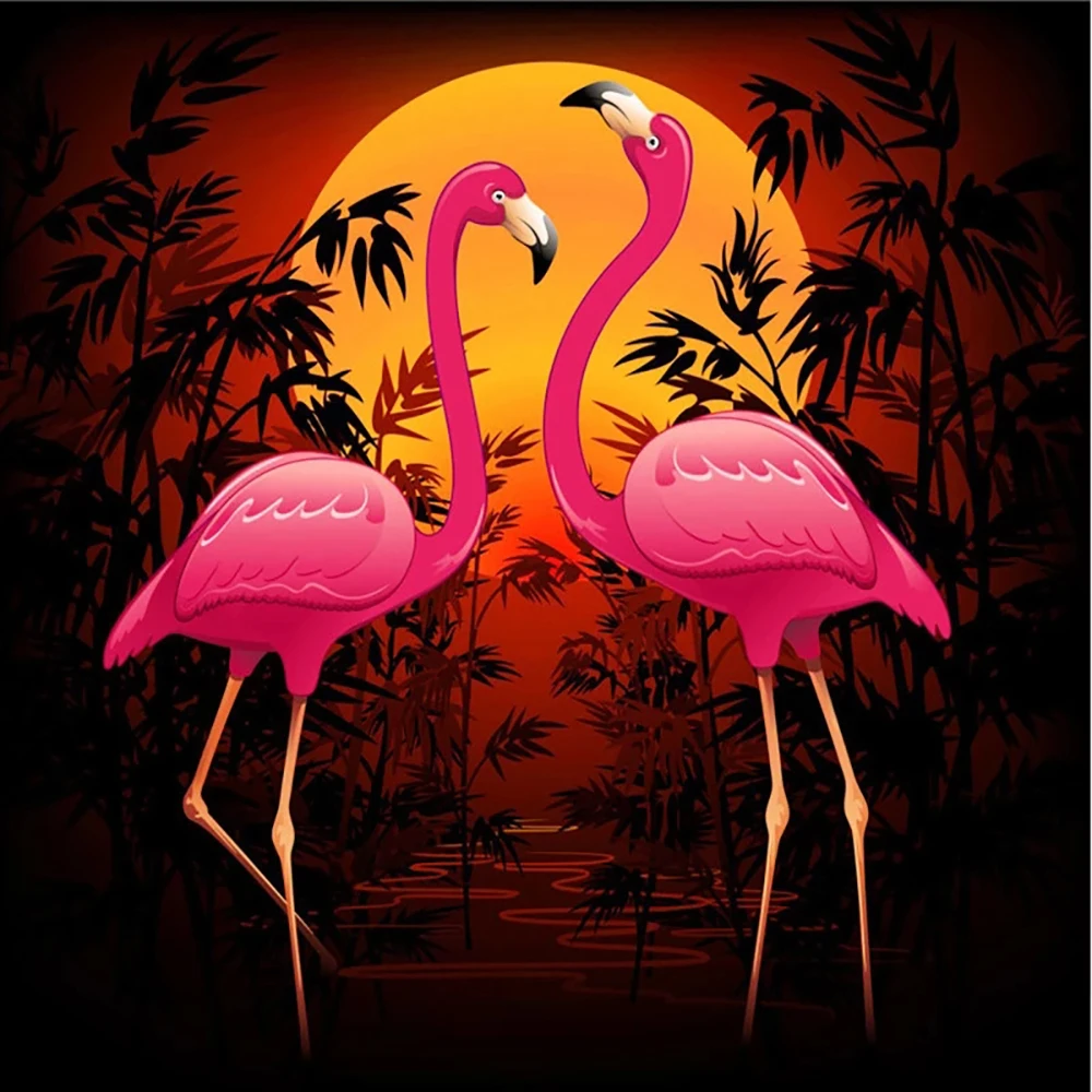 5D DIY Full Square Round Resin Diamond Painting &quotFlamingos &quot Cross Stitch Embroidery Mosaic New Arrival Home Decoration | Дом и сад