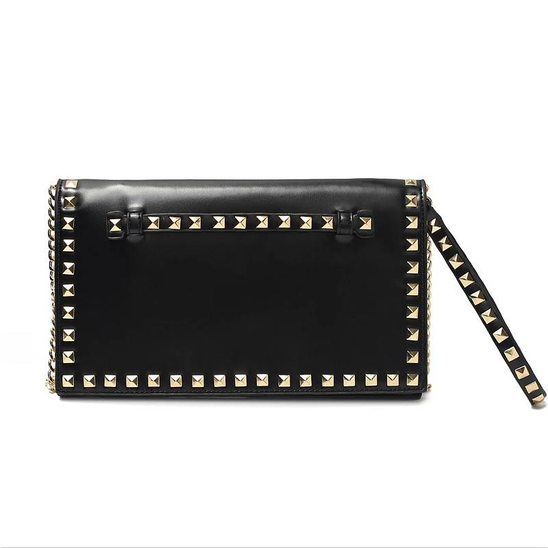 

Riveted Pure Color Envelope Banquet Formal Handbag Fashion Lady's Large Wallet Famous Designer for Women