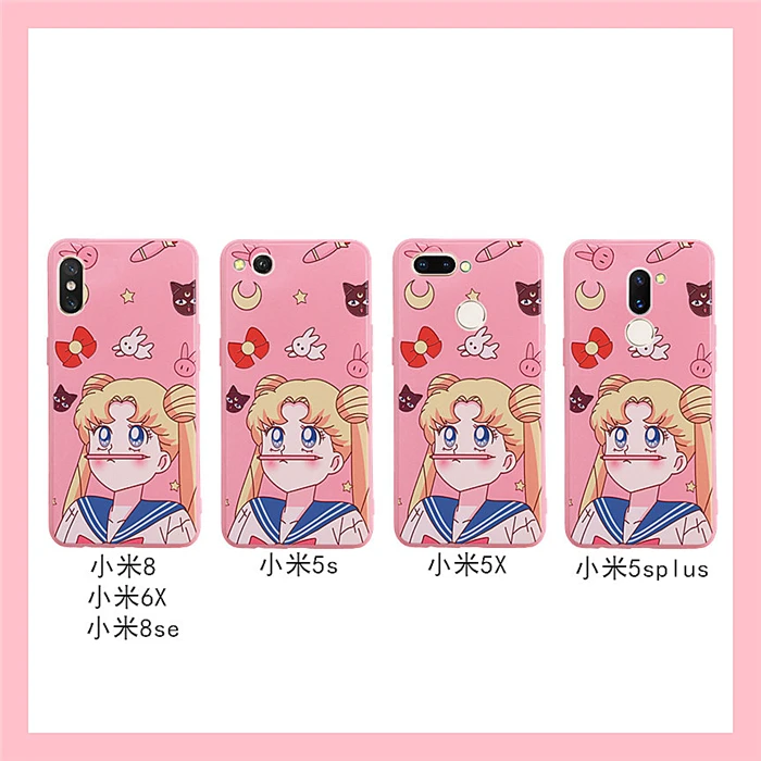Чехол для телефона xiaomi mi9 8 sailor moon с милым мультяшным розовым рисунком для девочки xiaomi CC9E 9 8se с подвеской+ длинным ремешком