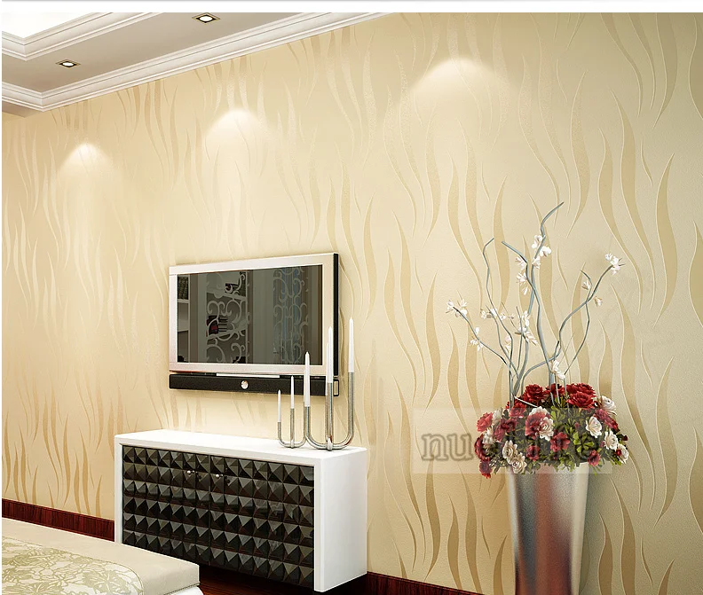 Simple modern gold striped wallpaper plain non-woven wallpaper living room modern minimalist bedroom solid color home wallpaper