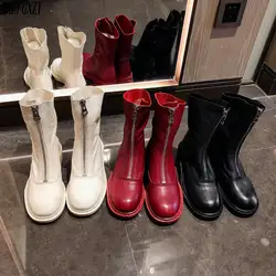 Ботинки из воловьей кожи женские новые подбитые хлопком ботинки осень-зима 2018 г. Зимние ботинки женские ботинки