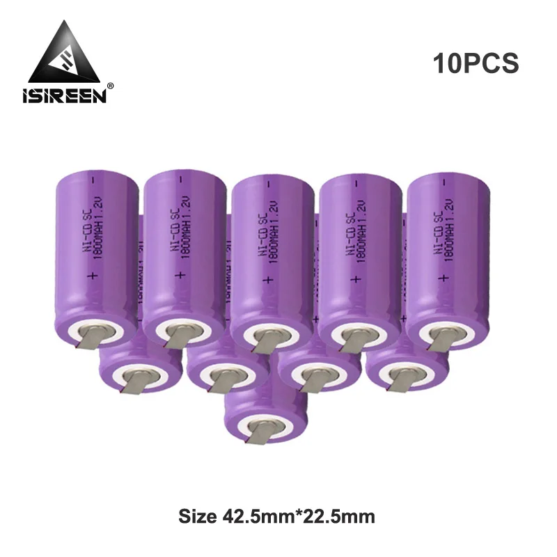 DIY 9,6 V 12v 14,4 v 18V перезаряжаемые пакеты батарей 1800mAh 1,2 V SC Ni-CD батареи сотового Subc Ni аккумулятор CD Электрический инструмент - Цвет: 10PCS