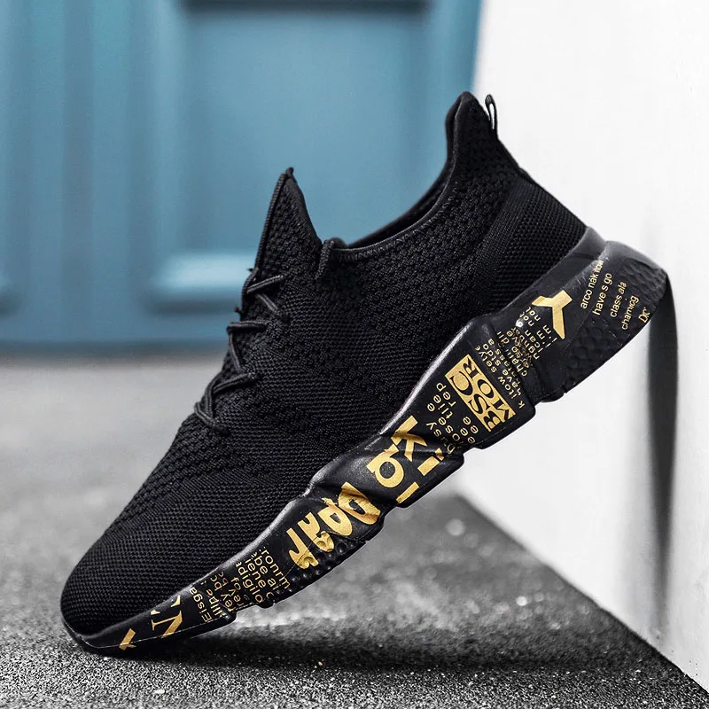 2020 New Big Size 46 mesh Casual Shoes for Men Lightweight Male Sneakers Spring Autumn Letters Printed Outdoor Loafers Tenis | Обувь