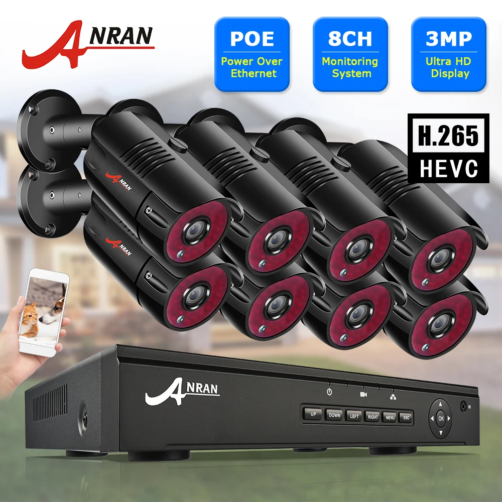 

ANRAN 8CH 1080P Video Surveillance Kit Camera Video Surveillance Outdoor CCTV Camera Security System Kit CCTV System Home