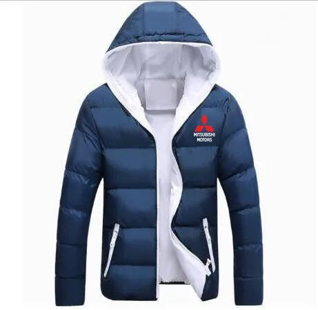 Мужская зимняя куртка с капюшоном, пальто Mitsubishi, мужские теплые пальто на молнии, мужская верхняя одежда для пары, хлопковая одежда, спортивная одежда, S-5XL - Цвет: Синий