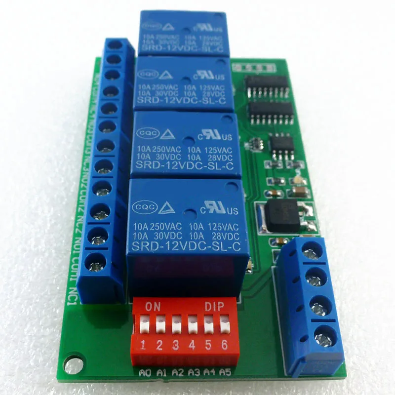 FFYY-4 канал DC 12 В RS485 релейный модуль Modbus RTU и AT команда дистанционного управления переключатель для PLC PTZ камеры наблюдения безопасности