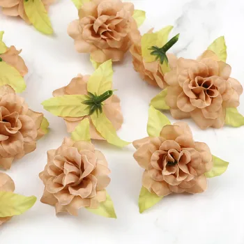 

Lulang Pack of 30 Light Brown Silk Rose 5.5cm Artificial Rose Flowers Head In Bulk Wedding Decoration DIY Crafts Fake Rose Heads