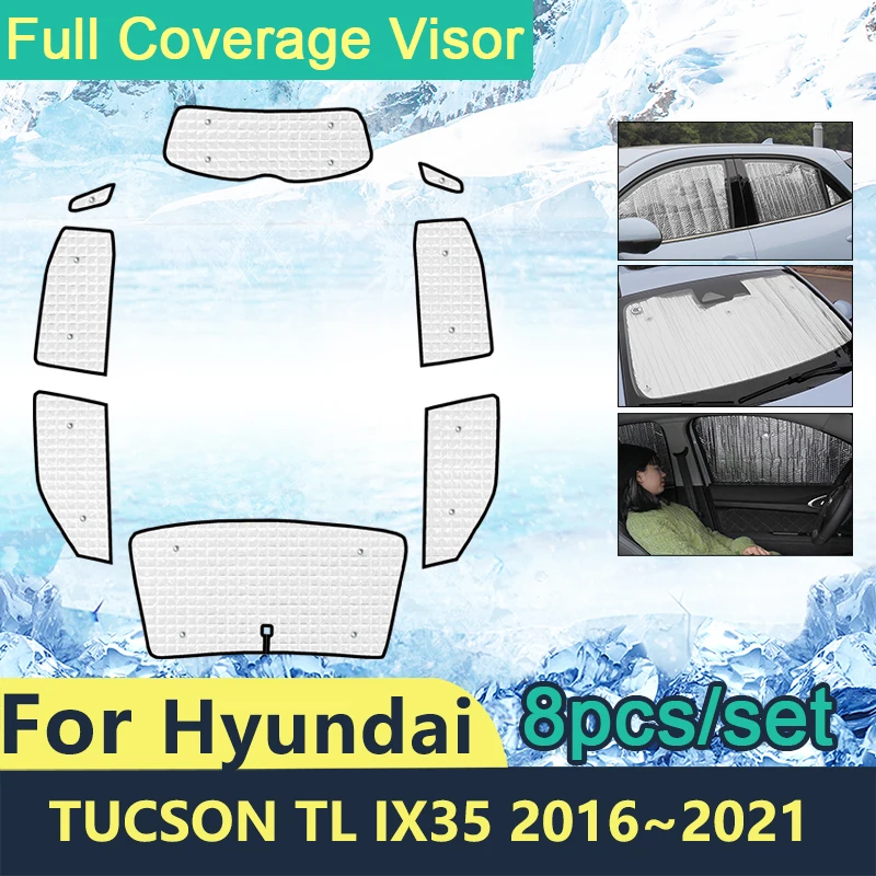 Full Covers Sunshades For Hyundai Tucson TL Ix35 2016~2021 Car Sun Protection Windshields Side Window Visor Accessories 2018 | Автомобили