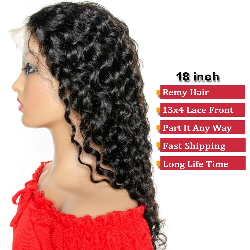 13x4 Deep Wave Lace Front Wig Brazilian Lace Frontal Human Hair Wigs Pre Plucked Remy Hair 4x4 Closure Wig 30 Inch