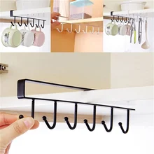  Kitchen Accessories Shelf Storage Hooks Clothes Hanging Wardrobe Kitchen Organizer Cup Holder Glass Mug Holder 6 Hooks 