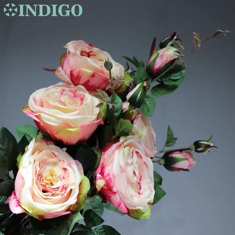 5 piece Pink Индиго-5 стеблей/лот Королевский белый розовый спрей и бутон для домашнего свадебного украшения Искусственные цветы Вечеринка - Цвет: 5 piece Pink