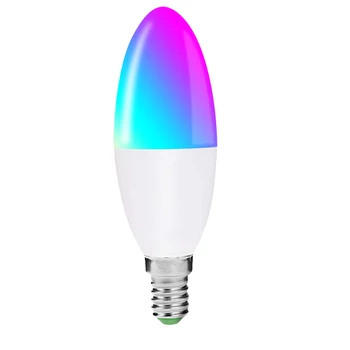 

WiFi Smart Bulb 5W E14 RGB APP Remote Control Led Colorful Tip Bubble Alexa Voice Switch Bulb(E14 RGB White)