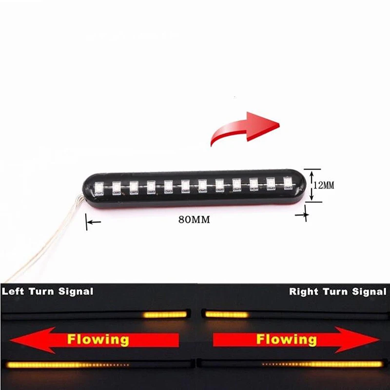 

12LED Motorcycle Sequential Flowing Mini Turn Signal Lighting Licence Plate Lamp