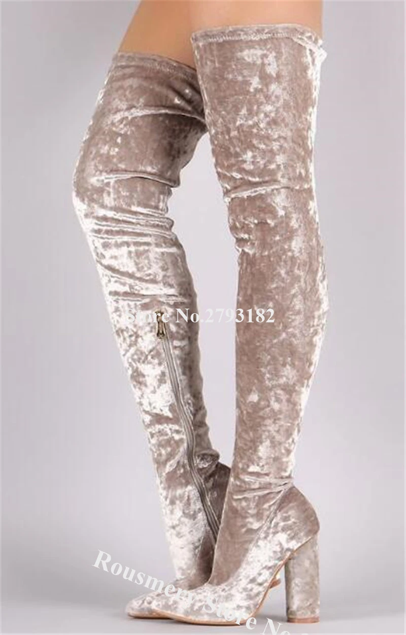 over knee velvet boots