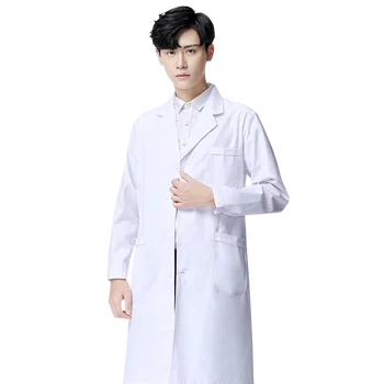 

Free Embroidered Words Man Doctor Clothes Chemical Lab Clothes White Coat Drugstore Doctor's Overalls Nurse Medical