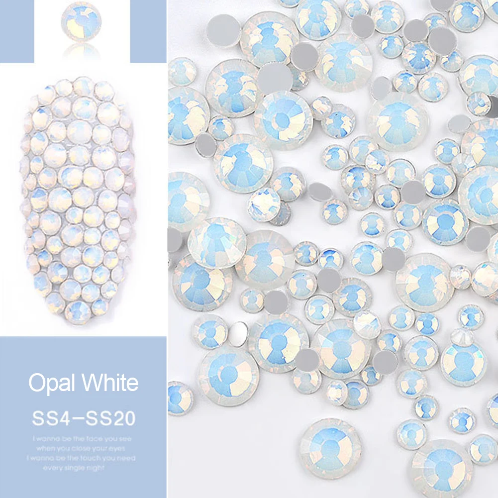

1pack Nail Decorations Glass 3D Gems Nail Rhinestones Manicure Nail Art Opal For UV Gel Crystal DIY Mixed Size Shiny