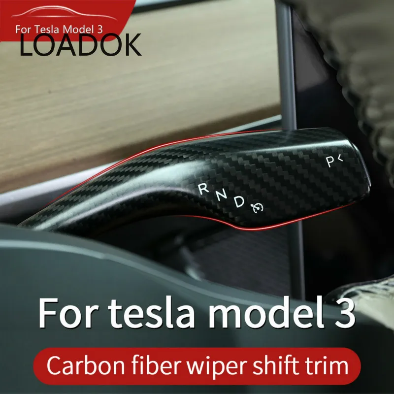 

2Pcs Interior remodel patch For Tesla model 3 and Tesla Model Y Car Real carbon fiber Column shift protective cover Accessories