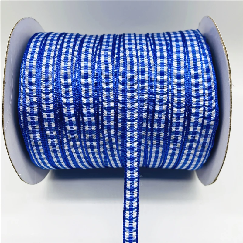 5yards/Lot 6mm Plaid Ribbon Grid Printed Ribbon Home Wedding Christmas Decorations DIY Gift Wrapping