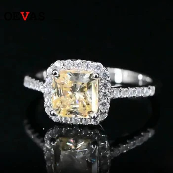 

OEVAS 100% 925 Sterling Silver High Carbon Diamond Wedding Rings For Women Sparkling Engagement Party Created Moissanite Jewelry