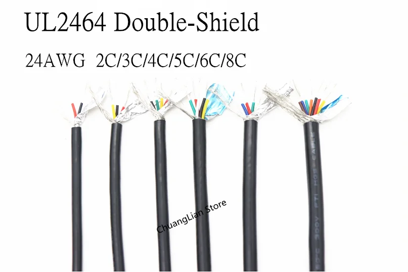 

1M 24AWG Shielded Wire Signal Cable 2 3 4 5 6 8 Core PVC Insulated Channel Audio Headphone Copper Control Sheathed Wire UL2464