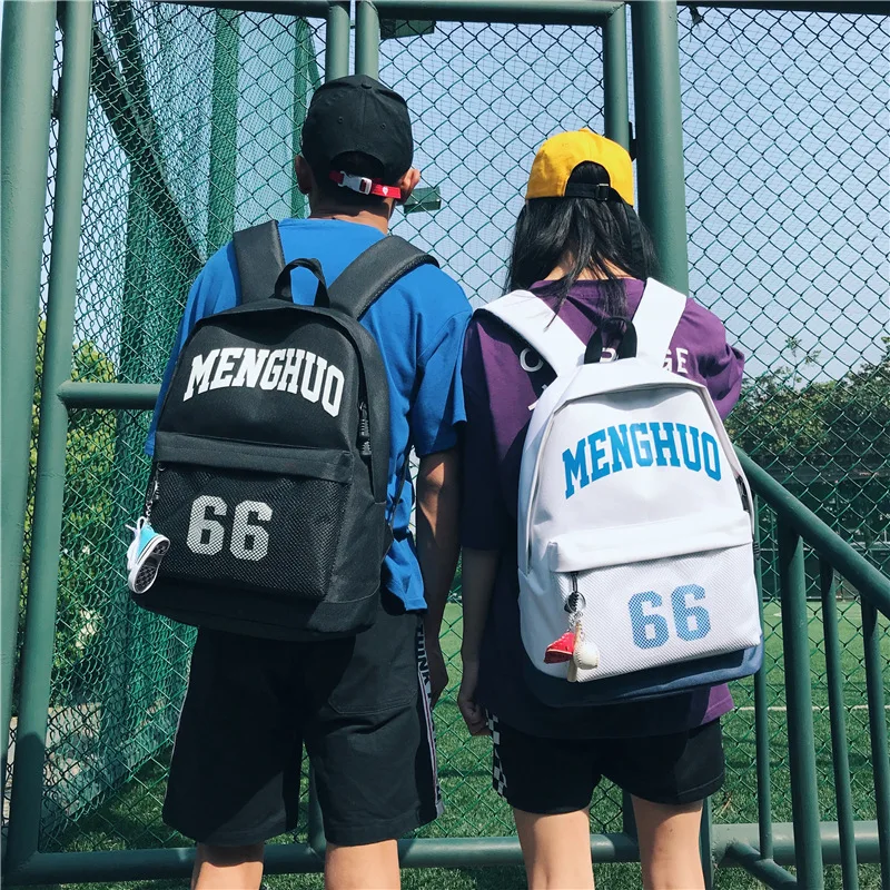 

2018 New Style Korean-style Men And Women Sports Backpack Couples Canvas Backpack Send Athletic Shoes Hanging Decoration