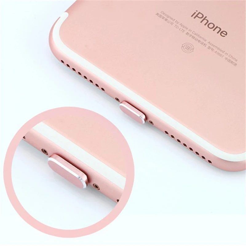 

Mobile Phone Charge Port Dust Plug Aluminium Alloy Dust Plug for iPhone 5 5s 6 plus 6s plus 7 Plus 8 plus for iphone X