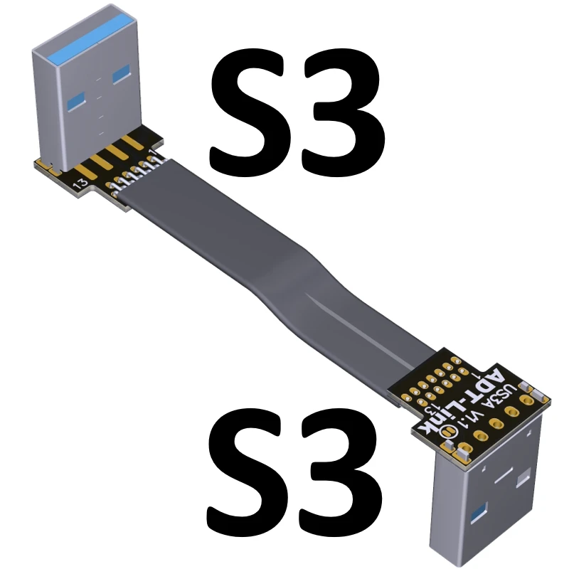 Ленточный кабель USB плоский EMI Экранирование FPC расширение кабеля USB 3,0 90 градусов разъем вверх и вниз 5 см-3 м длина настройки - Цвет: S3-S3