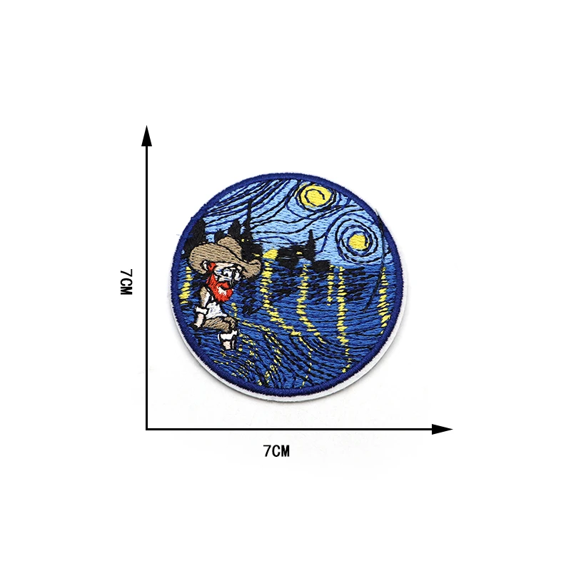 100PCS/lot Van Gogh Embroidery Patch Starry Night Wash Foot Patch for Cloth Iron on Patch Personality DIY Accessories Patch S102