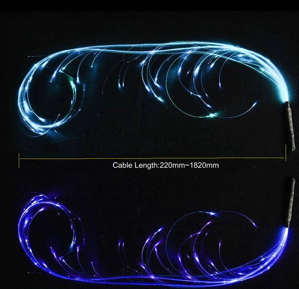Disco Dance Whip Party Led Fiber Optic Dancing Whips Rechargeable Glowing whip 360&deg; Swivel Rave EDM