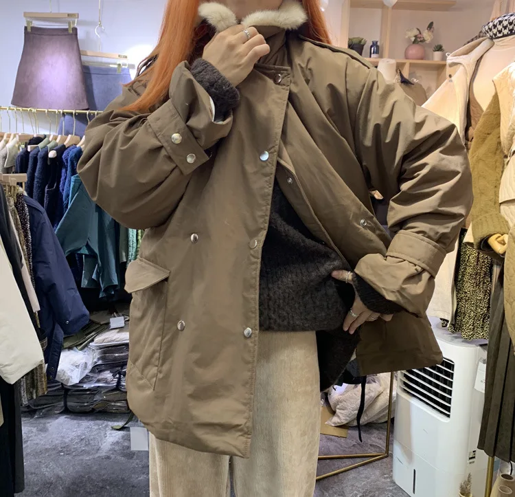 

Thick Middle Long Coat Women's 2019 Winter New Style down Coat Korean-style Belt Fur Collar down Jacket Fashion 3903