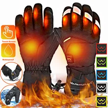 Мотоциклетные перчатки с подогревом, 5 уровней, регулируемые, для мужчин и женщин, водонепроницаемые, с подогревом, велосипедные перчатки, на батарейках, зимние, мото перчатки D30