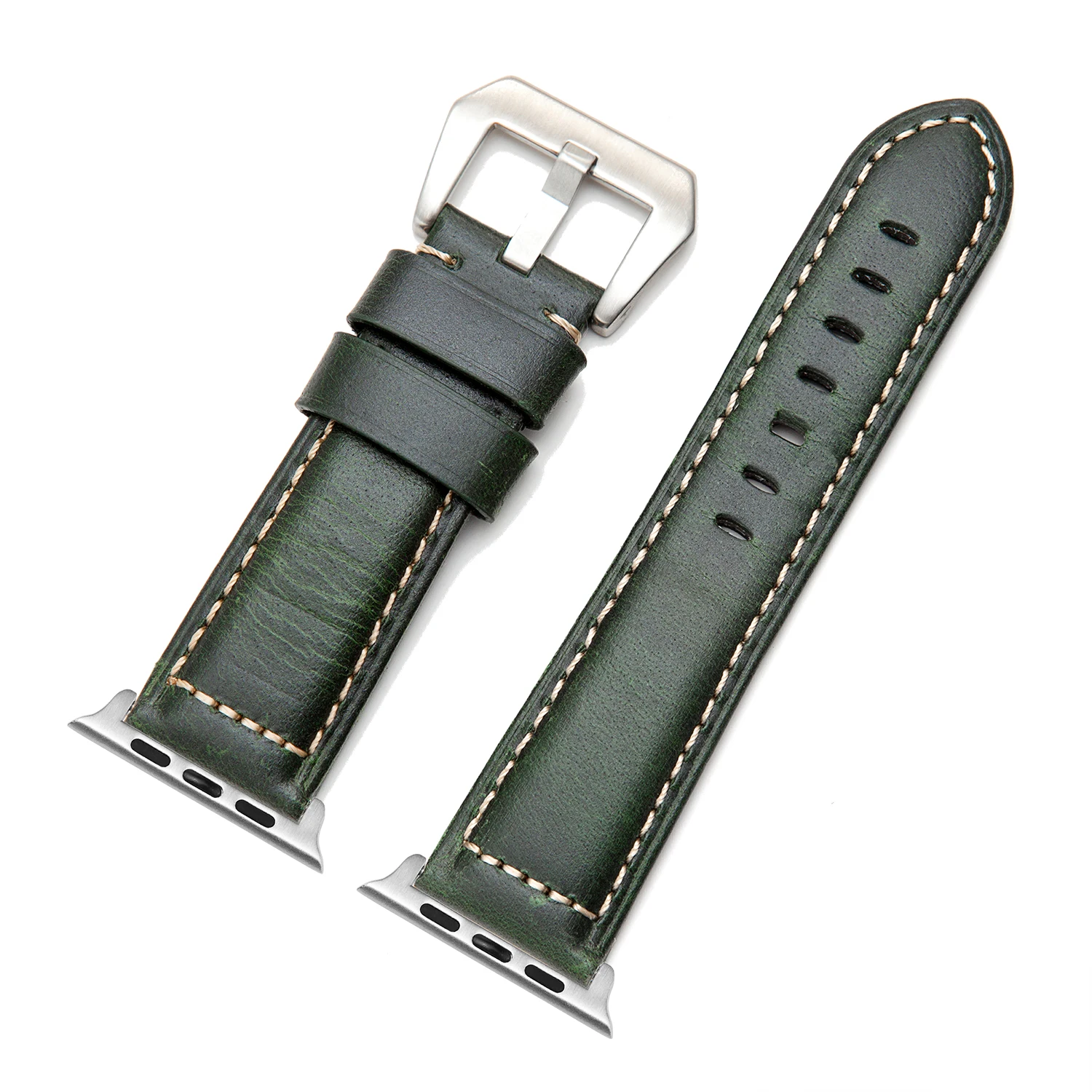 green sl adapter Ремешок Onthelevel из натуральной кожи для Apple Watch, ремешок 44 мм, 40 мм, ремешок для Apple Watch 42 мм, 38 мм, ремешок для iwatch# D - Цвет ремешка: green sl adapter