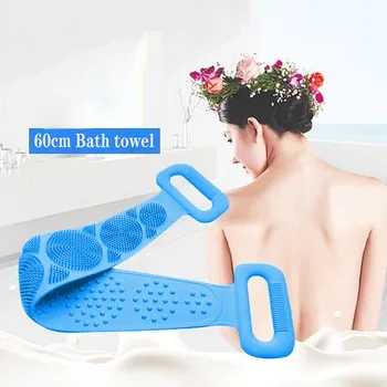

Long Back Towel Rubbing Bath Brush Scrubber Silicone Scrub Body Skin Care Rubbing Exfoliate Sponge Bathroom Shower Loofa Towels