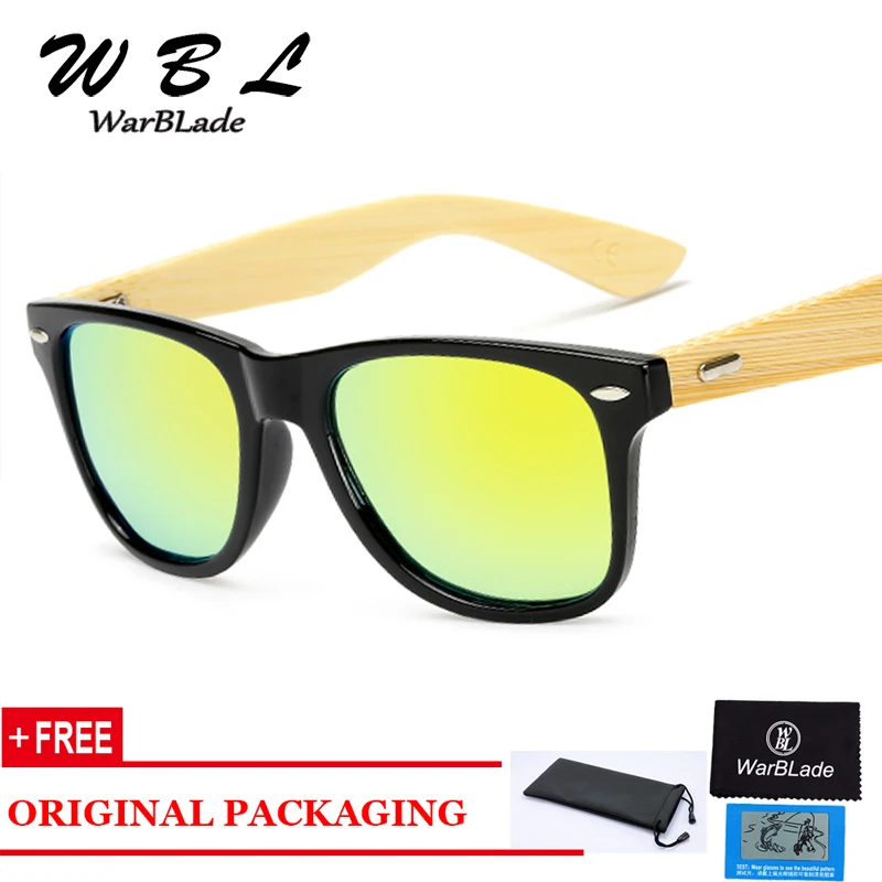 

WarBLade Bamboo Sunglasses Men Polarized Classic Square Sun Glasses Mirror Reflective With Lens Eyewear Male Glasses 2019