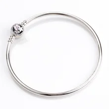 Браслет из стерлингового серебра 925 пробы очаровательные цветы застегивающийся браслет-змейка браслет подходит для женщин бусины шармы «сделай сам» модные украшения