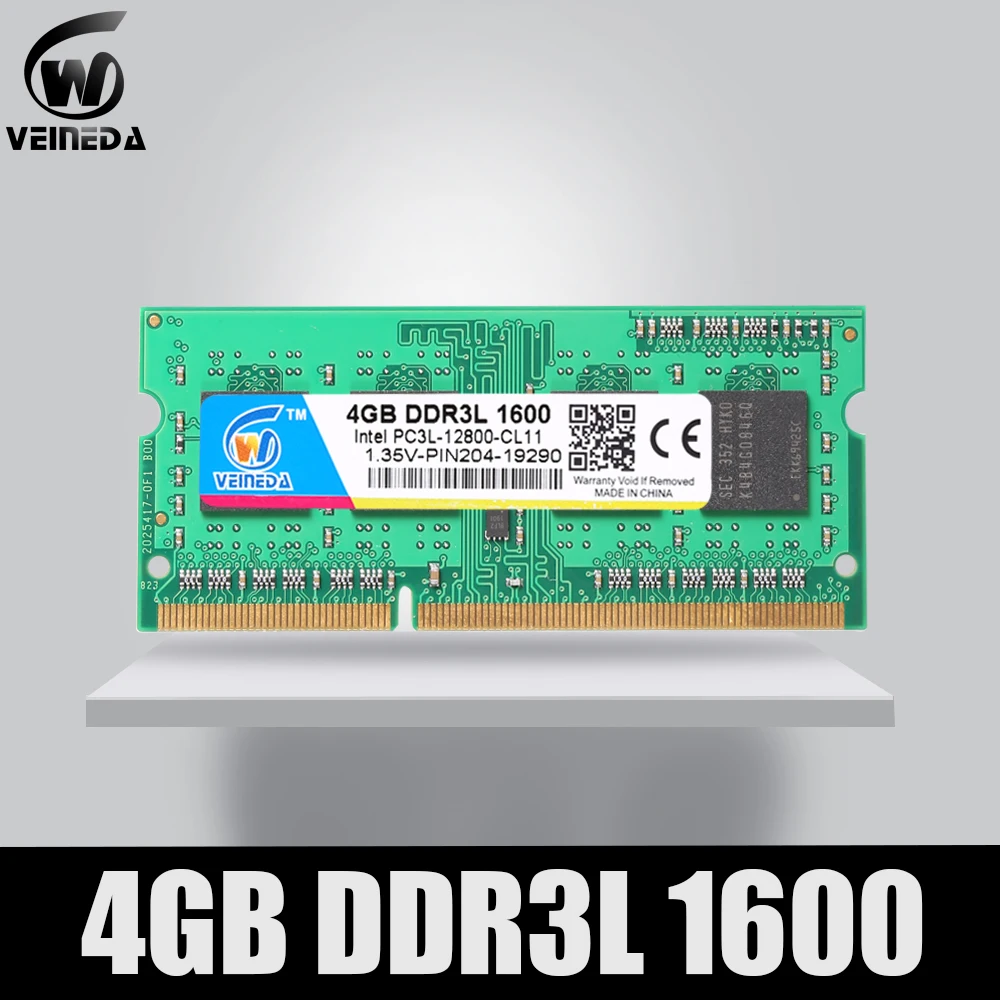 Скидка VEINEDA DDR3L 4 ГБ 8 ГБ 1333 МГц оперативная память Sodimm DDR 3L 1600 PC3 12800 204PIN оперативная память совместима со всеми материнскими платами Intel AMD ddr3