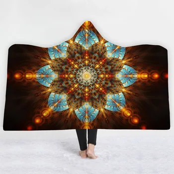 

Printing Sherpa Throw Hooded Blanket Wearable Winter Warm Fleece Bedding Chunky Blanket Office Soft QuiltsTravel Hooded Blankets