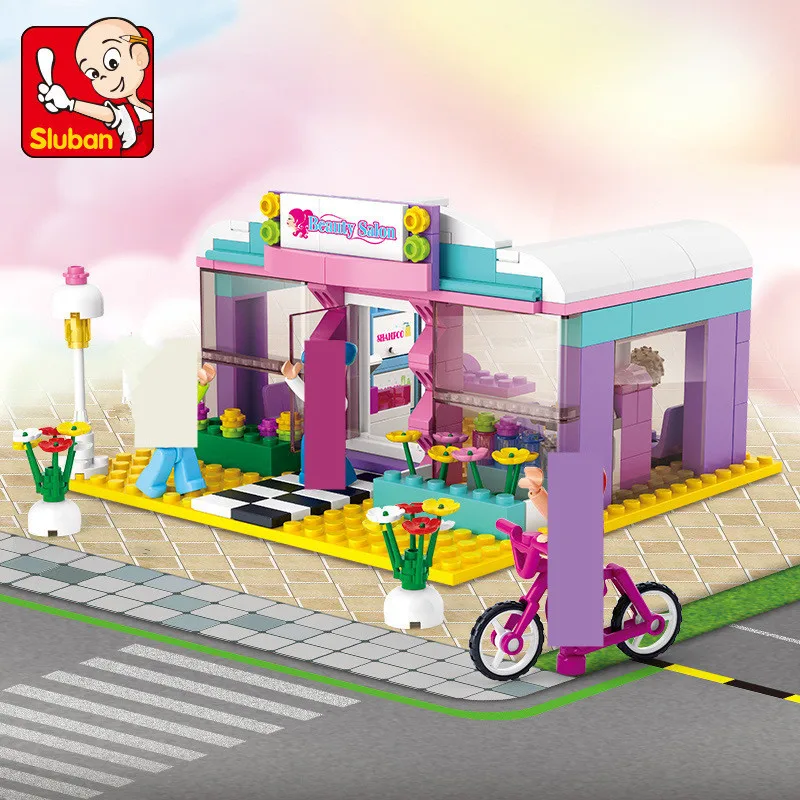 

243Pcs Girl's Friends Beauty Salon Model Building Blocks Sets Brinquedos Figures Educational Toys For Children Christmas Gift